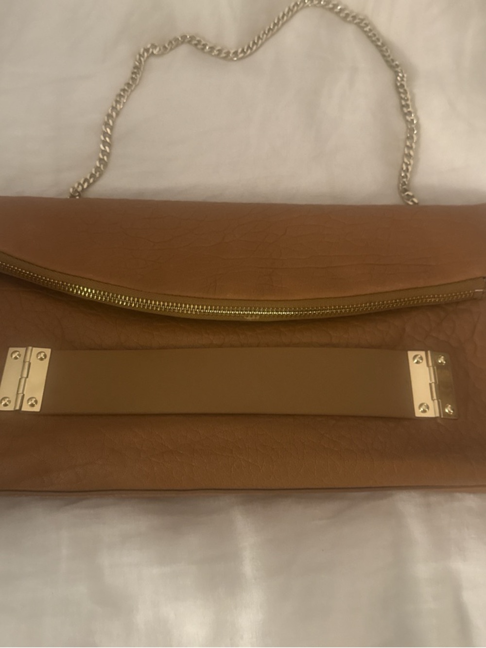 Vince Camuto Cognac Leather Chain Clutch